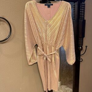 French Connection Metallic Gold and Pink Dress